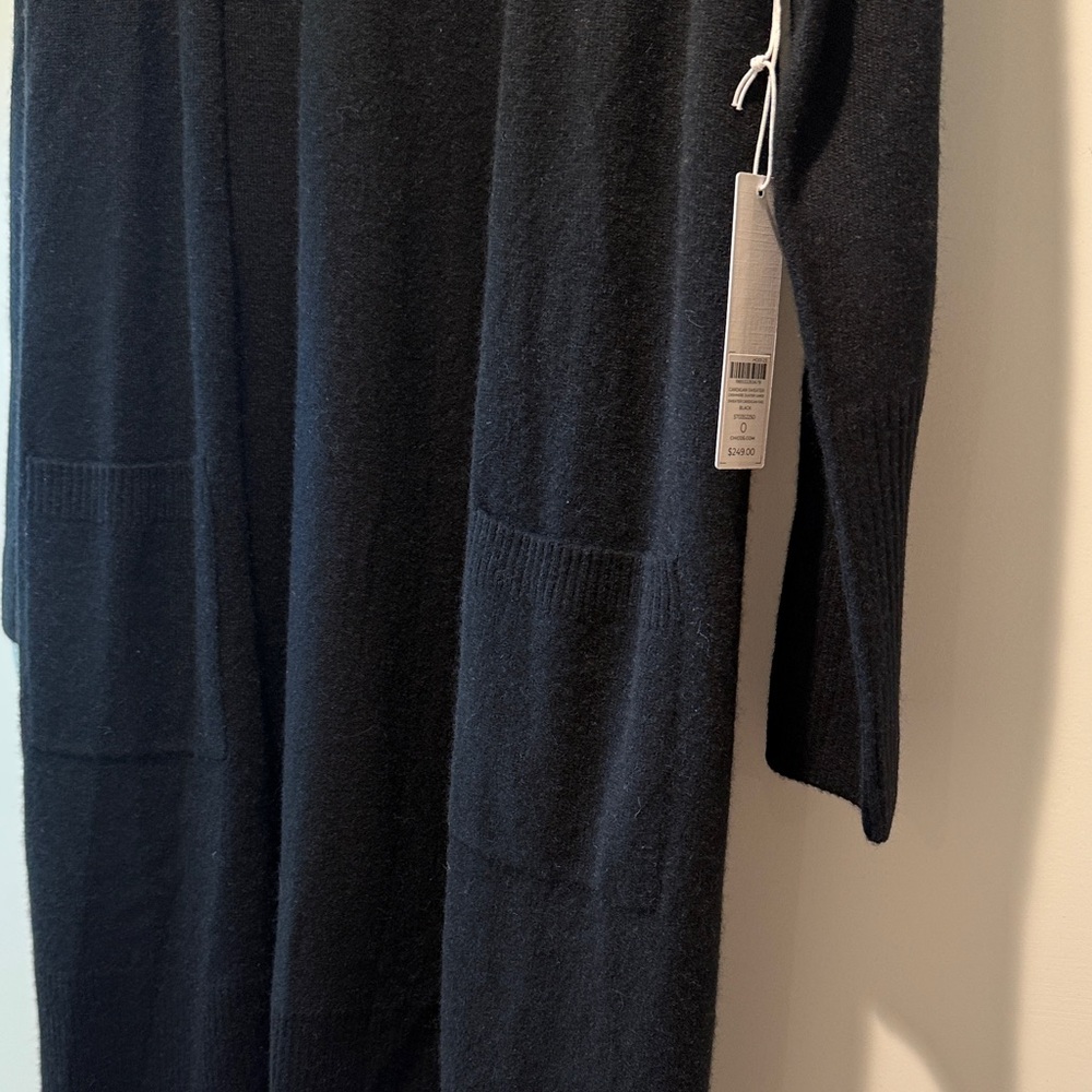 Chico's 100% Cashmere Black Open Front Long Cardigan/Duster NWT - Picture 5 of 6